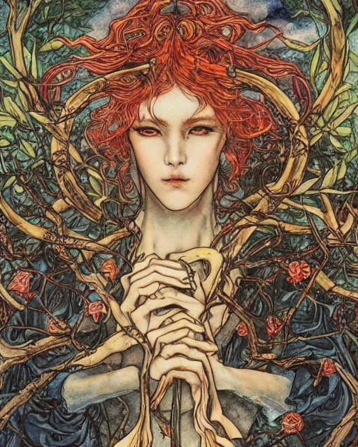 Prompt: the oracle of trees tarot card by ayami kojima, masterpiece