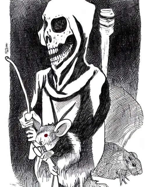 Prompt: grim reaper but a rat