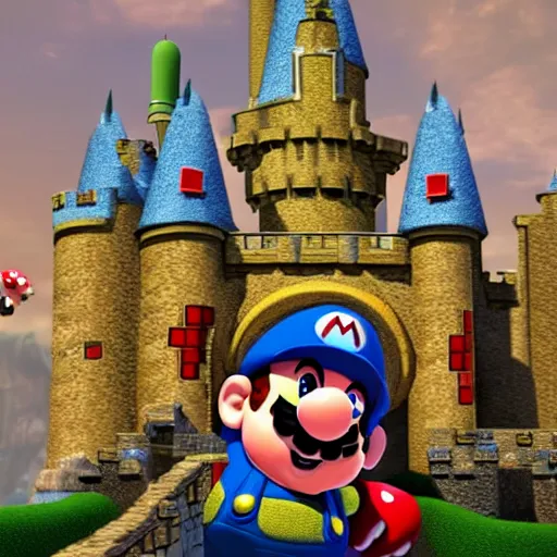 Prompt: Mario taking over Bowsers castle