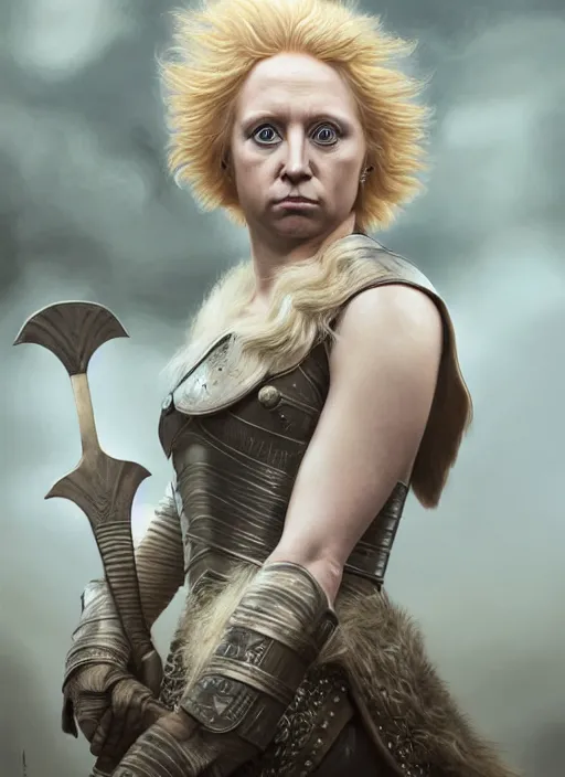 Image similar to donald trump ( hair ) as brienne of tarth, digital painting, extremely detailed, 4 k, intricate, brush strokes, mark arian, artgerm, bastien lecouffe - deharme