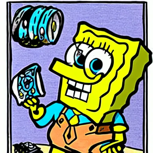 Image similar to spongebob - squarepantsy - as - wario comic - con comic - book drawing from mad - magazine