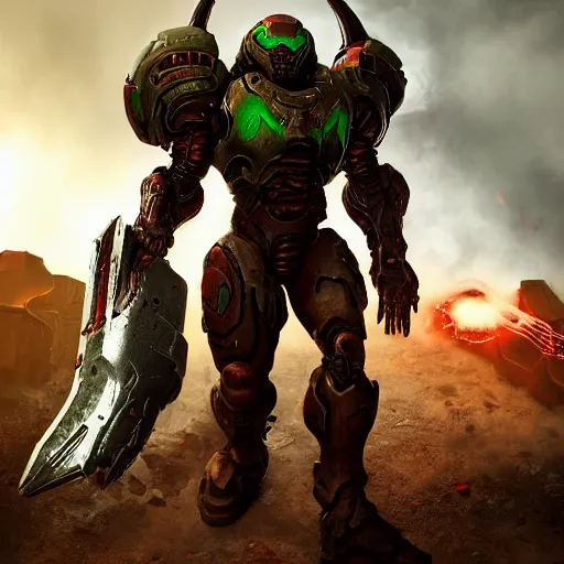 Image similar to doom slayer from doom eternal, photography