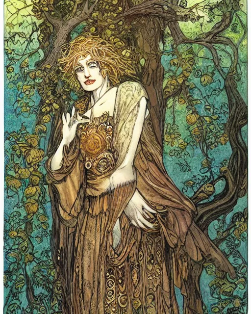 Image similar to kim kadarshian as the oracle of trees by rebecca guay, masterpiece