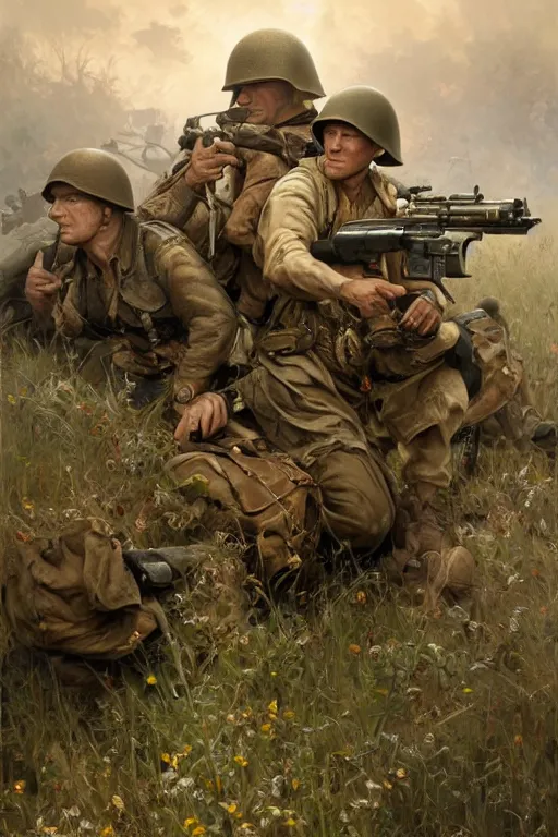 Prompt: war field of wwii, detailed, 8 k, trending on artstation, smooth, sharp focus artwork by mark arian, artgerm, mark keathley, greg rutkowski and alphonse mucha