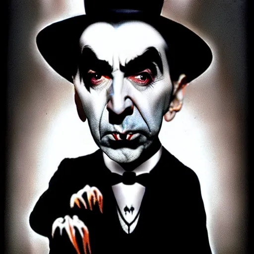 Image similar to a hyper realistic photo of Bela Lugosi in the style of Tim burton