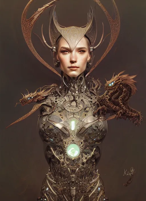 Image similar to organic cyborg, dragon cat, diffuse lighting, fantasy, intricate, elegant, highly detailed, lifelike, photorealistic, digital painting, artstation, illustration, concept art, smooth, sharp focus, art by John Collier and Albert Aublet and Krenz Cushart and Artem Demura and Alphonse Mucha