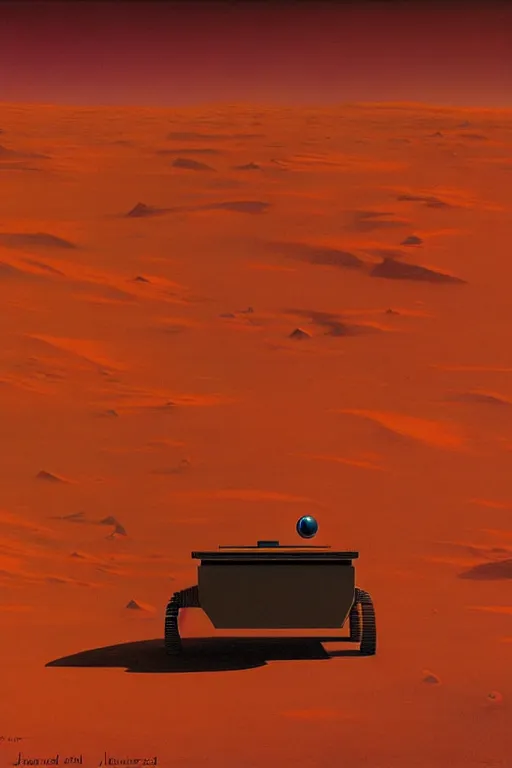 Image similar to the lonely rover on mars, edward hopper and james gilleard zdzislaw beksisnski higly detailed