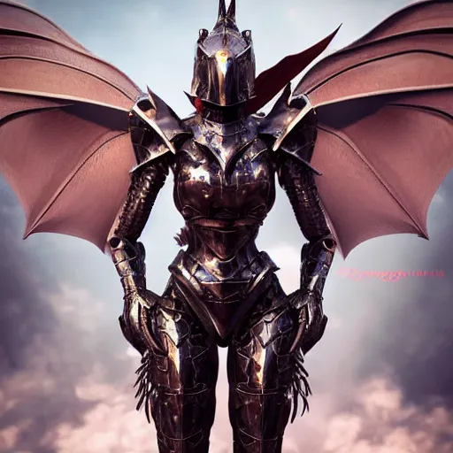 Prompt: highly detailed realistic stunning shot of a beautiful hot anthropomorphic female dragon knight, doing a majestic and elegant pose, armor made of steel, sharp claws and tail that extends out, two wings on her back, HD octane render, epic cinematography, fantasy, Artstation, Deviantart, Furaffinity