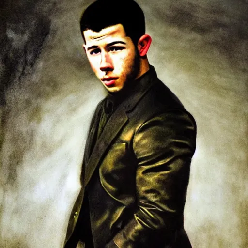 Prompt: high quality, high detail, realistic portrait of nick jonas, painted by andrew wyeth, dramatic lighting, cinematic composition