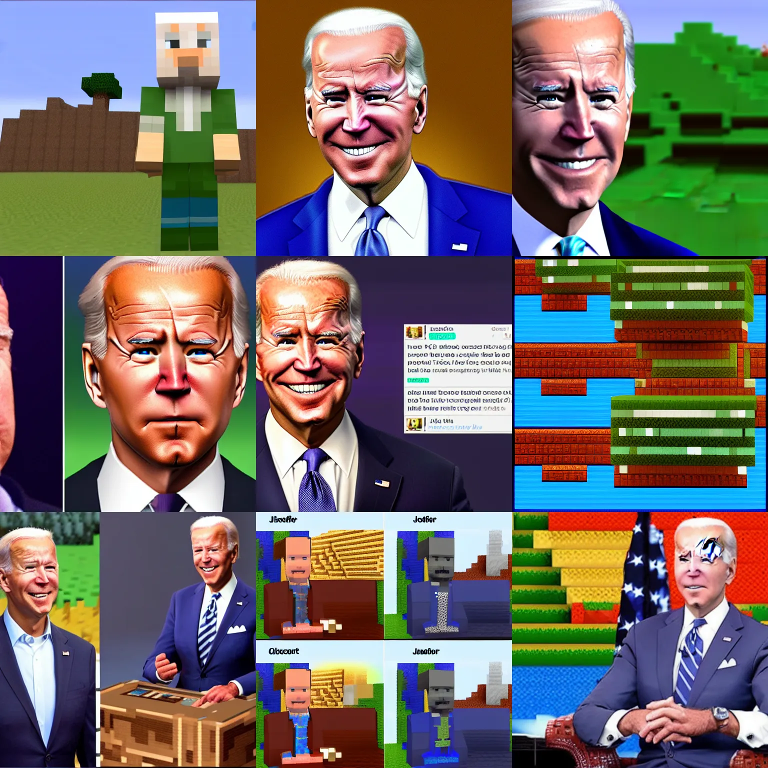 Prompt: joe biden minecraft shaders