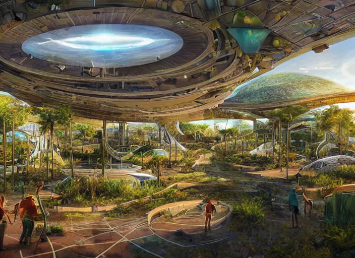 Image similar to an imax view of a eco - friendly solarpunk habitat in a futuristic suburb of tuscon arizona, art by alejandro burdisio and federico pelat and paolo soleri, hyperrealism