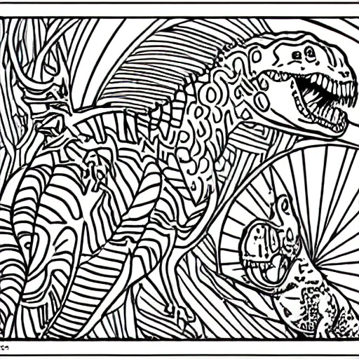 Prompt: coloring pages of dinosaur