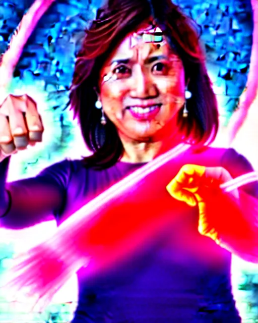 Image similar to leni robredo hadouken pose with red aura, stylish concept art,