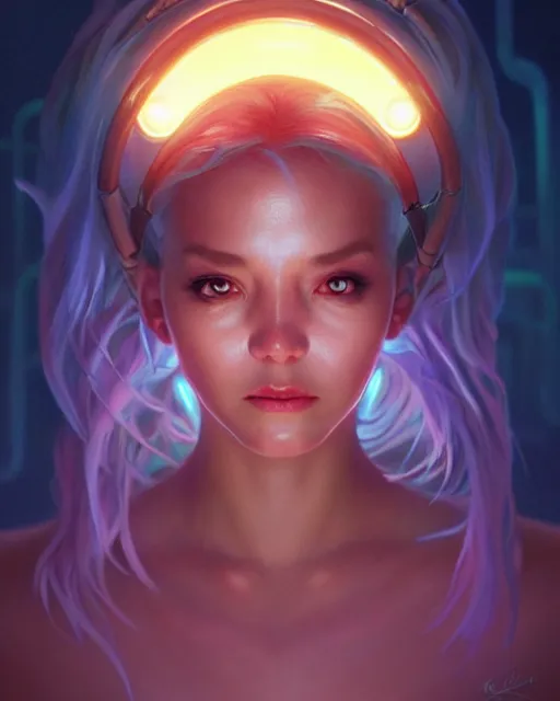 Image similar to portrait, cute bioluminescent creature with big glowing eyes, character art, expressive, highly detailed, digital painting, cinematic, hyperrealism, dark retrowave, art by stanley lau and artgerm and magali villeneuve and alphonse mucha, artstation, octane render, cgsociety