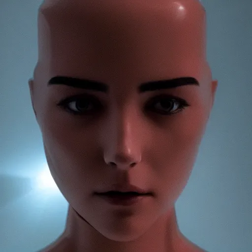 Image similar to headshot of humanoid robot from ex machina, cinematic angle, cinematic lighting, detailed, elegant