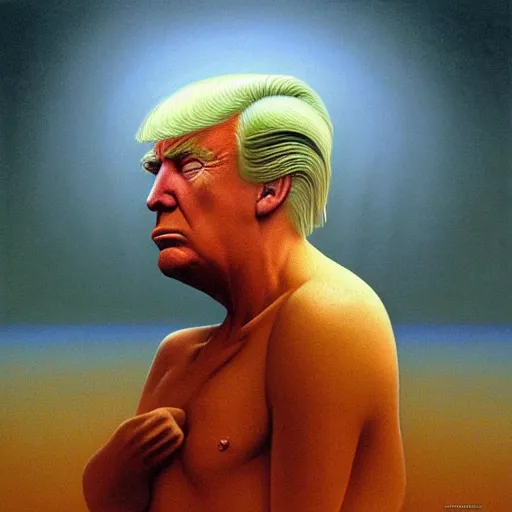 Image similar to Donald Trump. Mortified. Zdzisław Beksiński