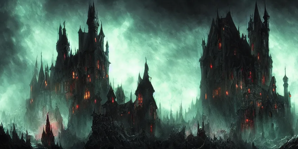 underworld, dark gothic fantasy demonic castle, | Stable Diffusion