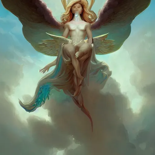Image similar to detailed illustration of an angel celestial being mythical creature by peter mohrbacher, by sam spratt trending on artstation