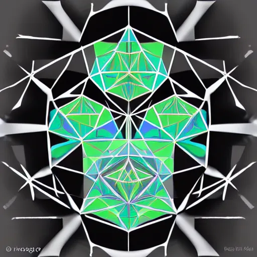 Image similar to a face made out of the platonic solids, digital art