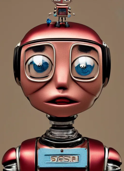 Prompt: closeup profile portrait of tin toy robot saul goodman, depth of field, zeiss lens, detailed, symmetrical, centered, fashion photoshoot, by nicoletta ceccoli, mark ryden, lostfish, breathtaking, 8 k resolution, extremely detailed, beautiful, establishing shot, artistic, hyperrealistic, octane render