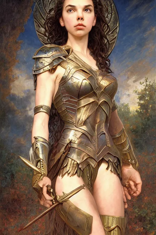 Image similar to Mystical Valkyrie, Gal Gadot, hybrid, Anya Taylor-Joy, Portrait of a beautiful female Reptilian warrior, Regal, Realistic, Refined, Detailed Digital Art, Josephine wall, Oil Painting, William-Adolphe Bouguereau, Art Frahm, Esao Andrews, Steampunk, Walt Disney (1937), Highly Detailed, Cinematic Lighting, Unreal Engine, 8k, HD