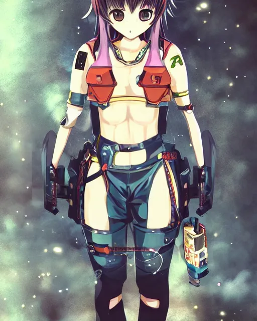 Image similar to full body portrait of anime girl in mechanic armor in night tokyo by makoto sinkai, perfect face, fine details