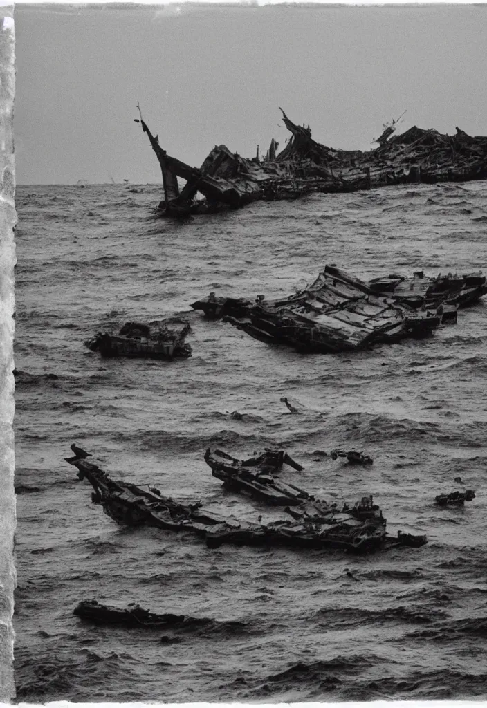 Image similar to the ship of theseus wrecked upon the night's plutonian shore, 35mm photography by Edgar Allan Poe