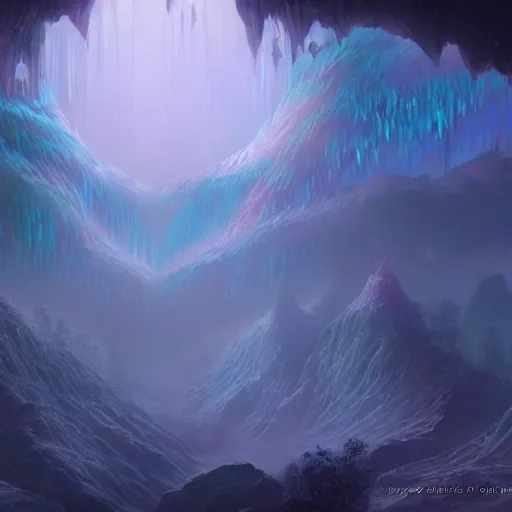 Image similar to a detailed matte painting of an ethereal crystal cave by shin yun - bok, cgsociety contest winner, fantasy art, bioluminescence, speedpainting, concept art