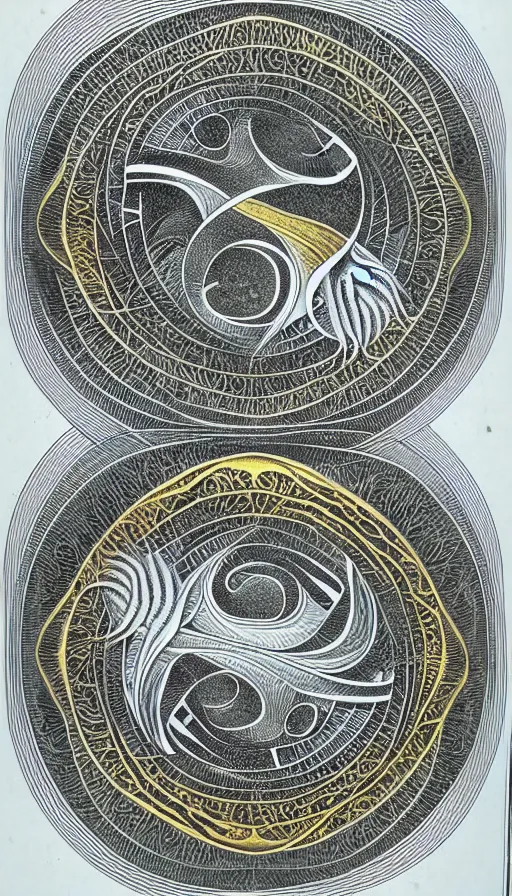 Image similar to Abstract representation of ying Yang concept, by Ernst Haeckel