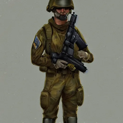 Prompt: fluffy fennec fox dressed in a modern american military soldier uniform, in apocalyptic wasteland, portrait, artstation