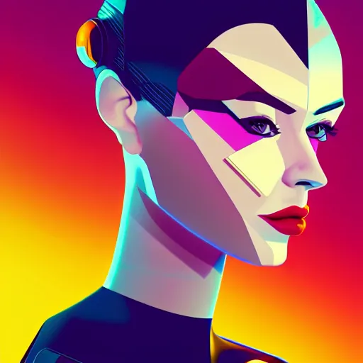 Prompt: portrait of female android by liam brazier