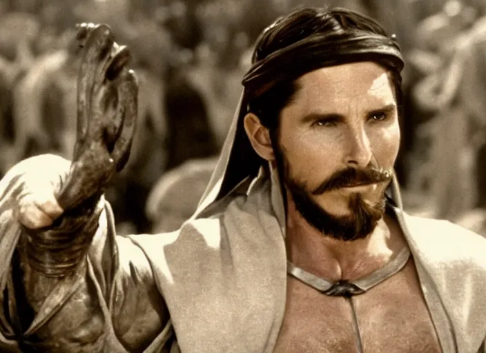 Image similar to film still of Christian Bale as Judah Ben-Hur in Ben Hur 1959