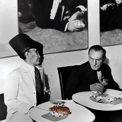 Image similar to ataturk eating mcdonalds