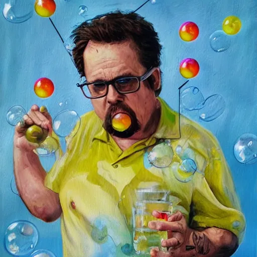 Image similar to tpb - bubbles as rickety cricket, it's always sunny in philadelphia, 8 k, expressive painting