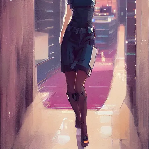 Image similar to elegant girl in urban outfit, cute fine face, rounded eyes, digital painting, fan art, pixiv, by Ilya Kuvshinov, katsuhiro otomo ghost-in-the-shell, magali villeneuve, artgerm, Jeremy Lipkin and Michael Garmash and Rob Rey