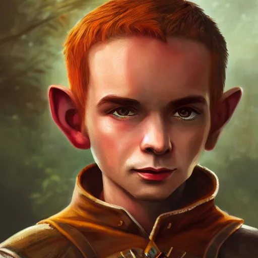 Image similar to a stunning long distance shot portrait of a short male halfling rouge, digital art trending 4 k