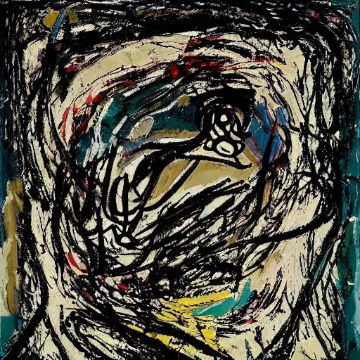 Image similar to a human ear shaped portal, doves flying into the portal, peaceful, by jackson pollock