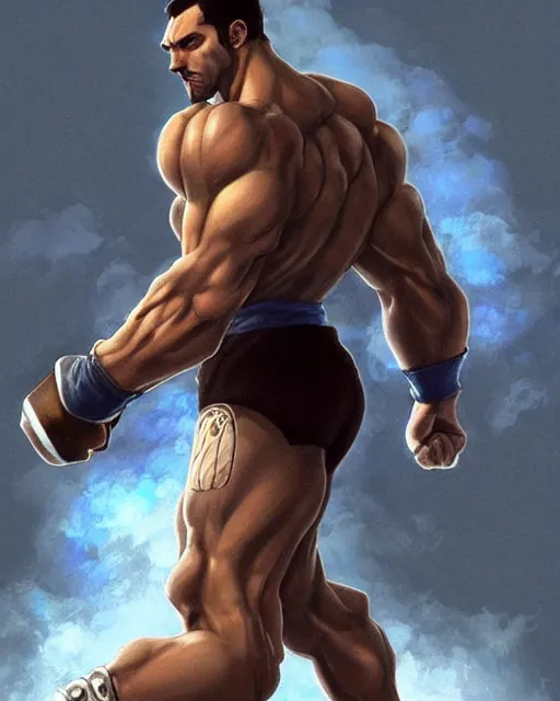 Image similar to gigachad luigi onepunch man bodybuilder in final fight mountain by ilya kuvshinov, ernest khalimov body by krista sudmalis, fantasy character portrait, ultra realistic, concept art, intricate details, elegent, digital painting, smooth, sharp focus, illustration, art by artgerm and greg rutkowski and alphonse mucha, artstation