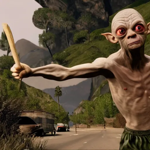 Image similar to Gollum, gta v loading screen style