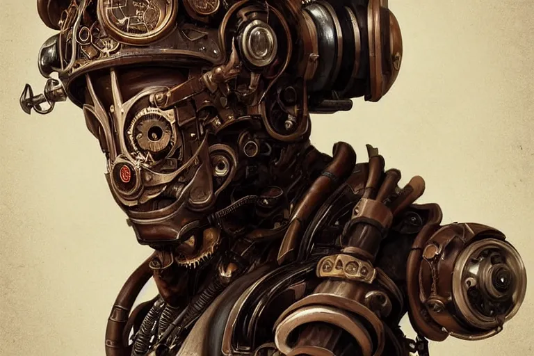 Image similar to “ a extremely detailed stunning portraits of steampunk cyborg by allen william on artstation ”