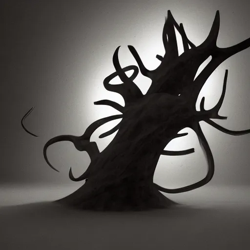 Image similar to rhizomuse, artists impression, cgsociety, abstract sculpture, dramatic intense lighting, deep shadows