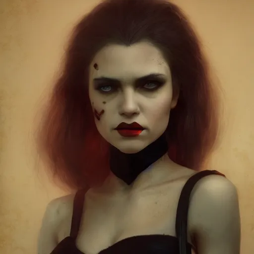 Prompt: portrait of a lady vampire, 35mm, depth of field, DOF, ominous, detailed, photorealistic, octane render, cinematic, high definition, 4k, artstation, Greg Rutkowski, irwin penn