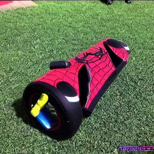 Image similar to spiderman hoverboard fail