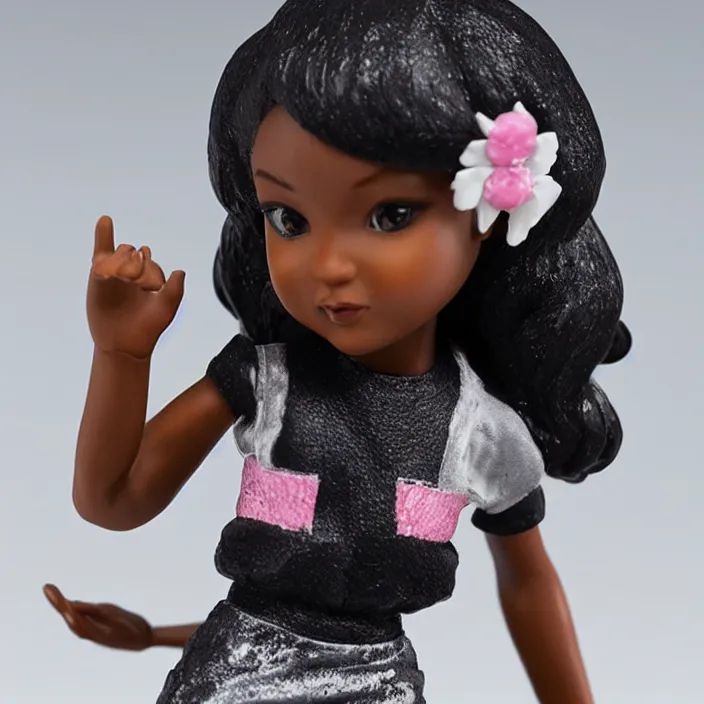 Image similar to black little miss girl, figurine, detailed product photo