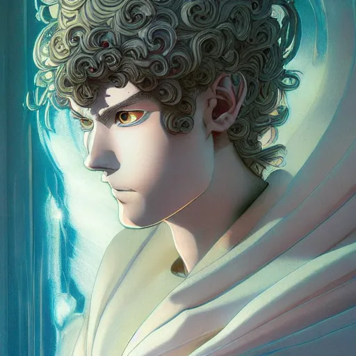 Prompt: prompt : roman panteon character portrait soft light painted by james jean and katsuhiro otomo and erik jones, inspired by evangeleon anime, smooth face feature, intricate oil painting, high detail illustration, sharp high detail, manga and anime 1 9 9 9