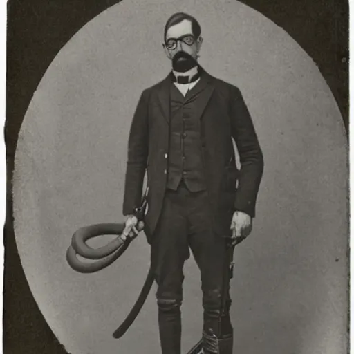 Image similar to victorian era photograph of gordon freeman, half - life 2, scientist, hev suit