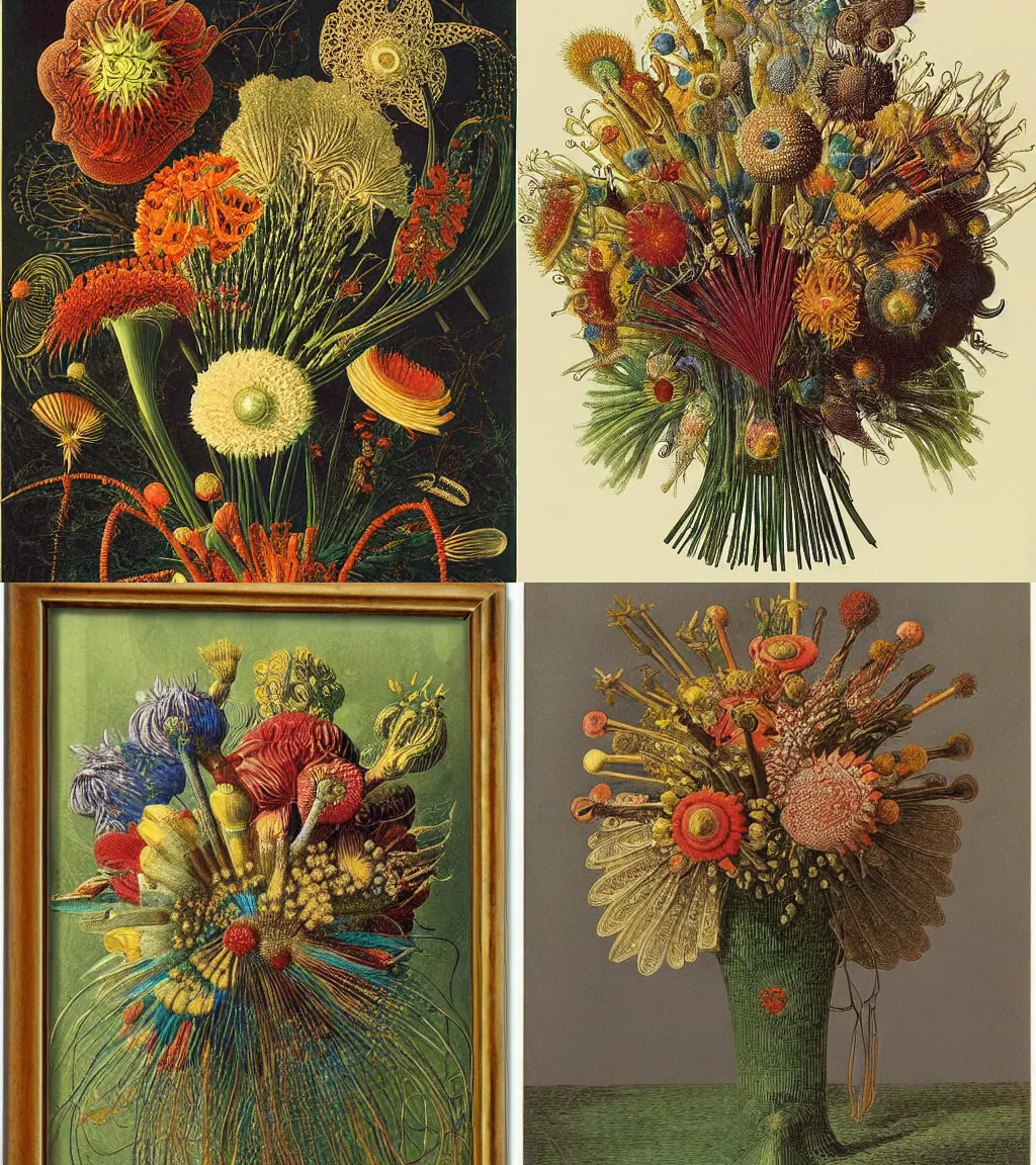 Prompt: bouquet by max ernst haeckel