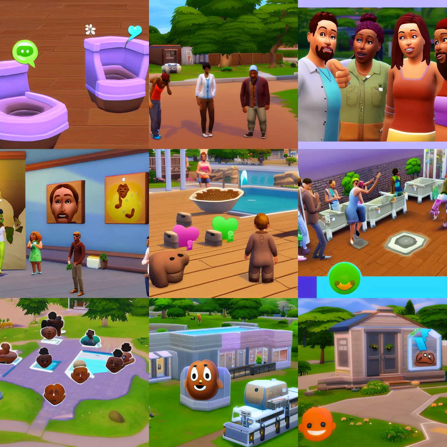 Prompt: poop emoji in the sims 4