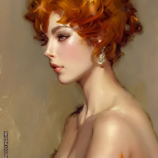 Image similar to a high fashion studio portrait of a cute anime girl, painting by gaston bussiere, craig mullins, j. c. leyendecker