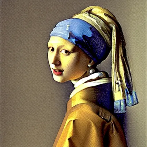 Prompt: 3 mary's, painting by vermeer